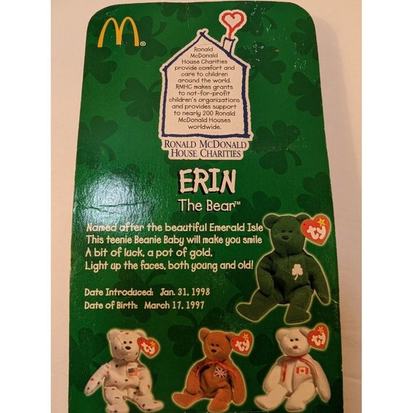Erin The Bear -McDonald's Ty Beanie Baby With Rare Errors 1993/OAKBROOK‎ - Picture 6 of 8
